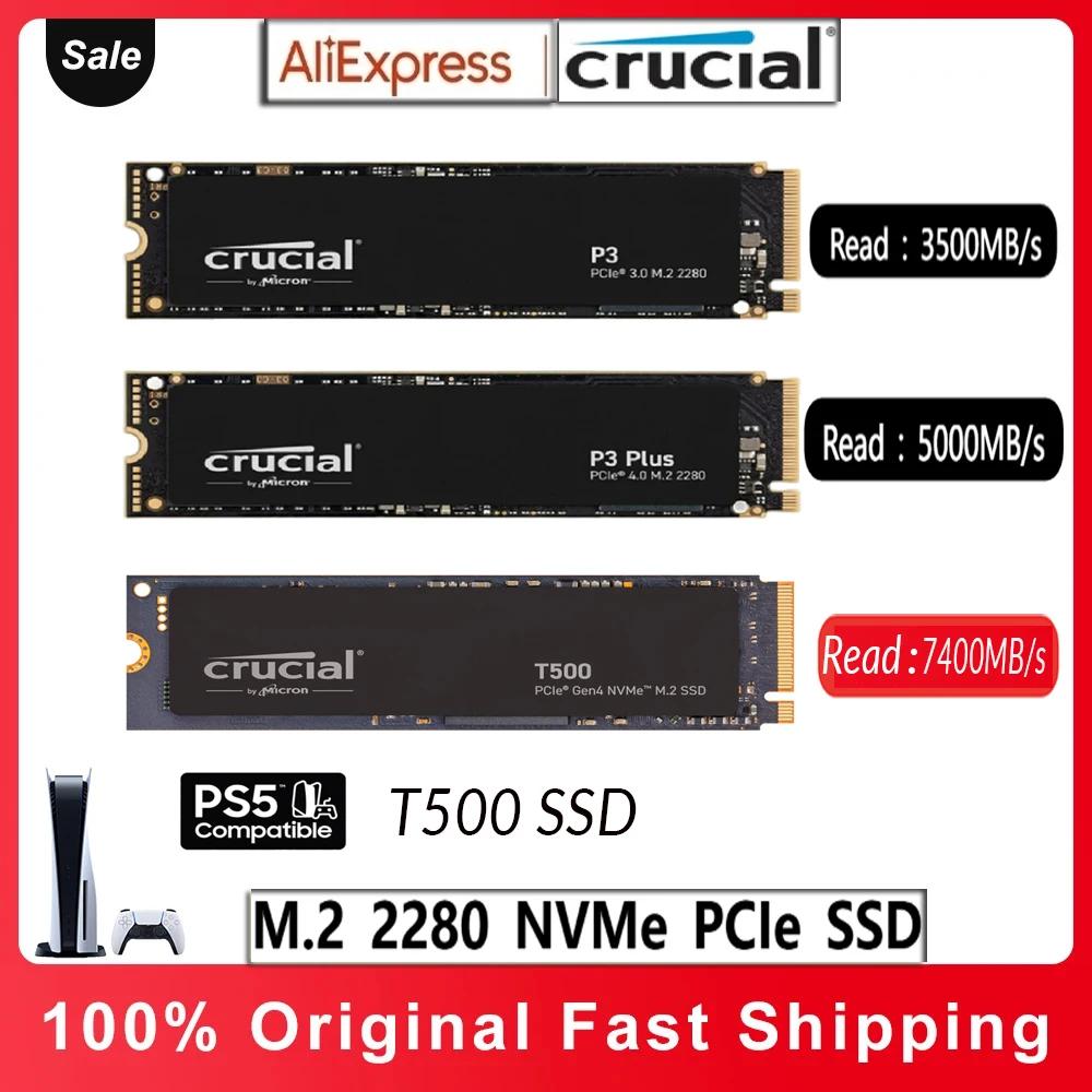 Crucial T500/P3 Plus SSD PCIe 4.0 NVMe M.2 2280 SSD, 500GB 1TB 2TB 4TB ָ Ʈ ̺, PS5   Ƽ Ʈ ũž